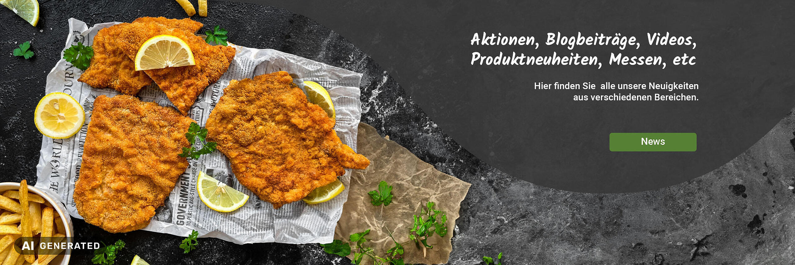 Krosse Schnitzel auf Papier